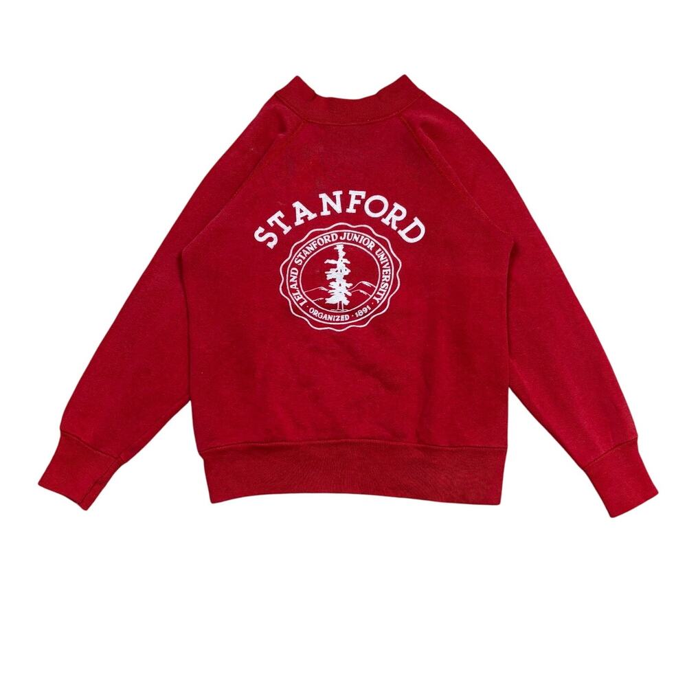 Vintage 80s Stanford University Crest Raglan Crew Sweatshirt Youth Medium